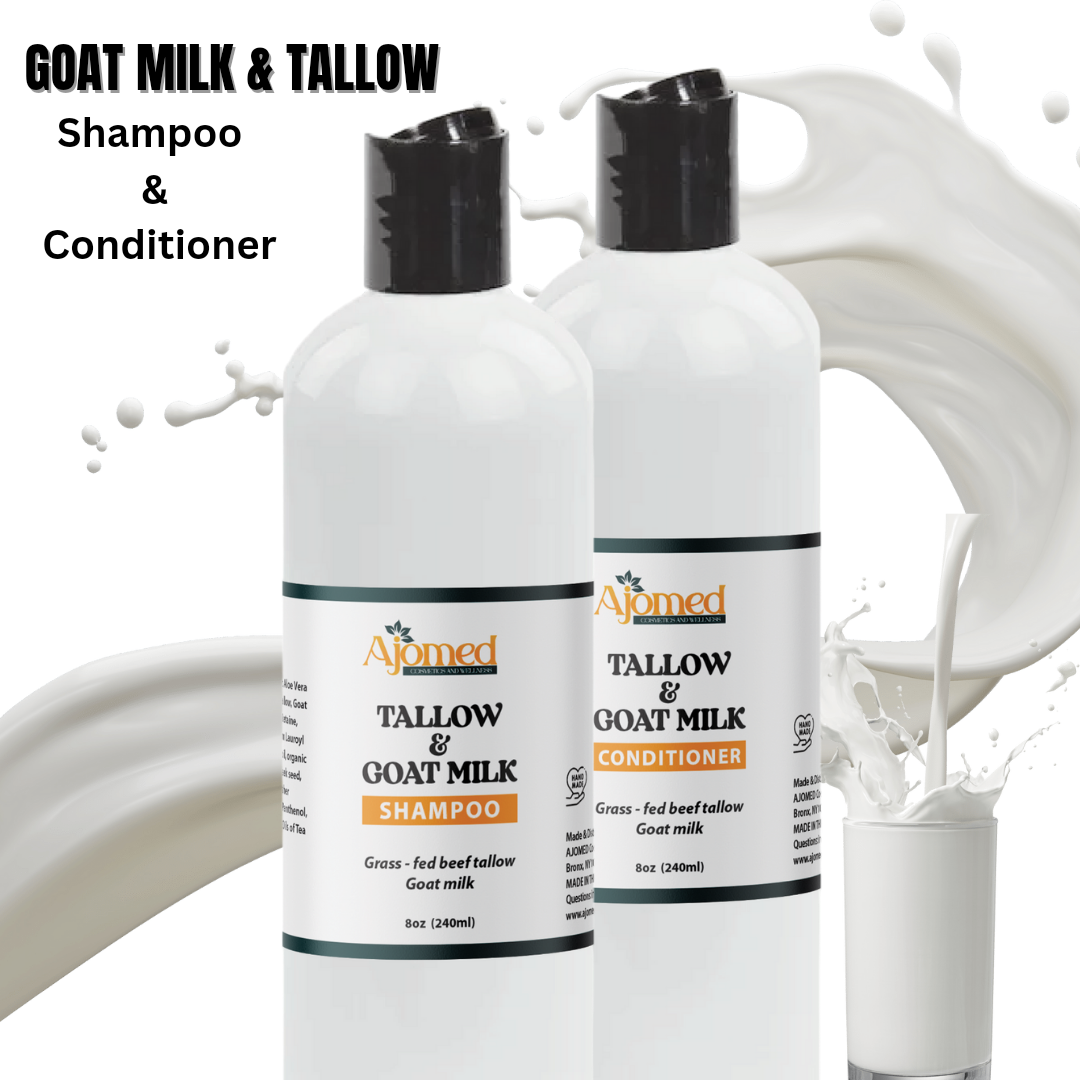 Beef Tallow & Goat Milk Sea Moss Hair Shampoo and Conditioner Set - handmade for Hair Loss