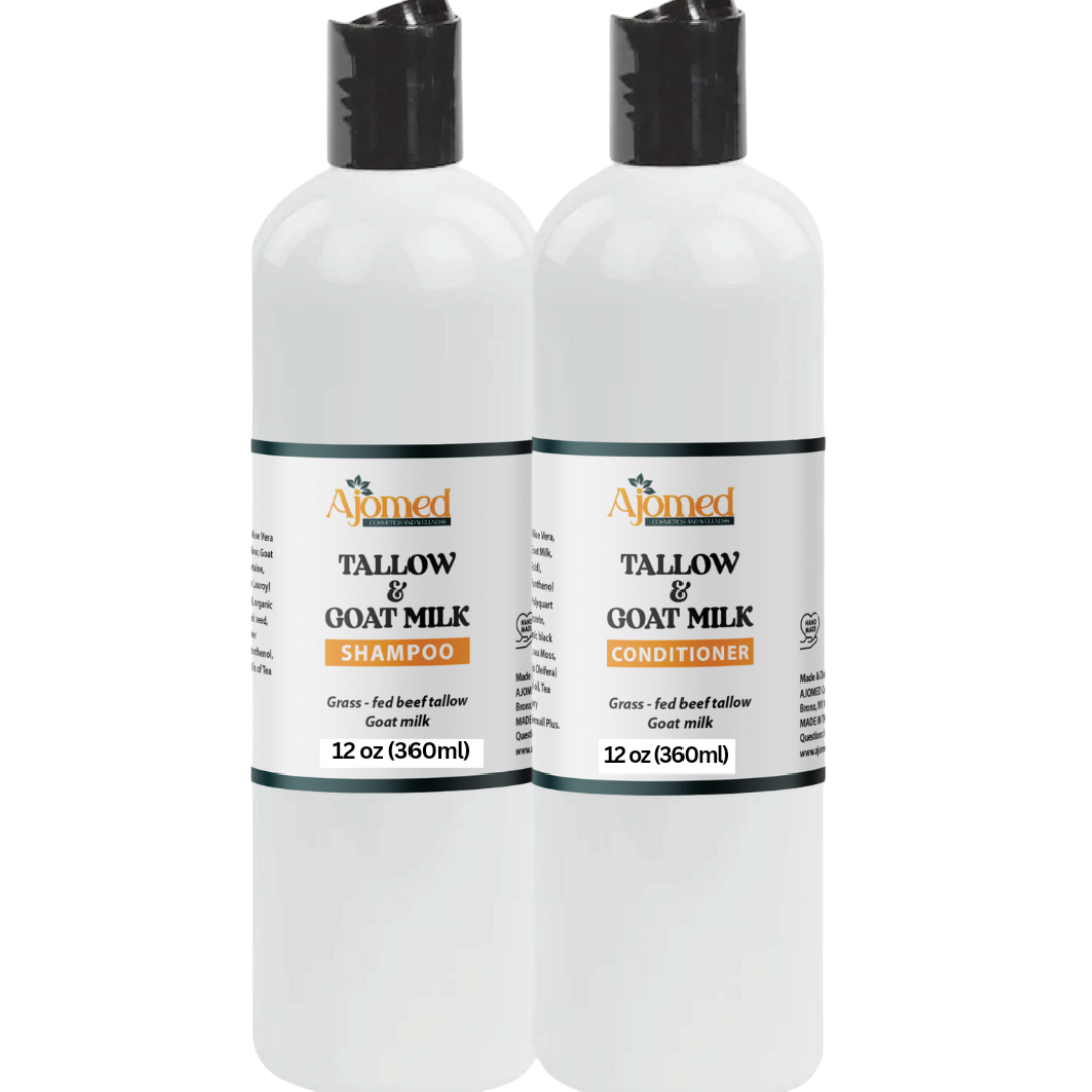 Beef Tallow & Goat Milk Sea Moss Hair Shampoo and Conditioner Set - handmade for Hair Loss
