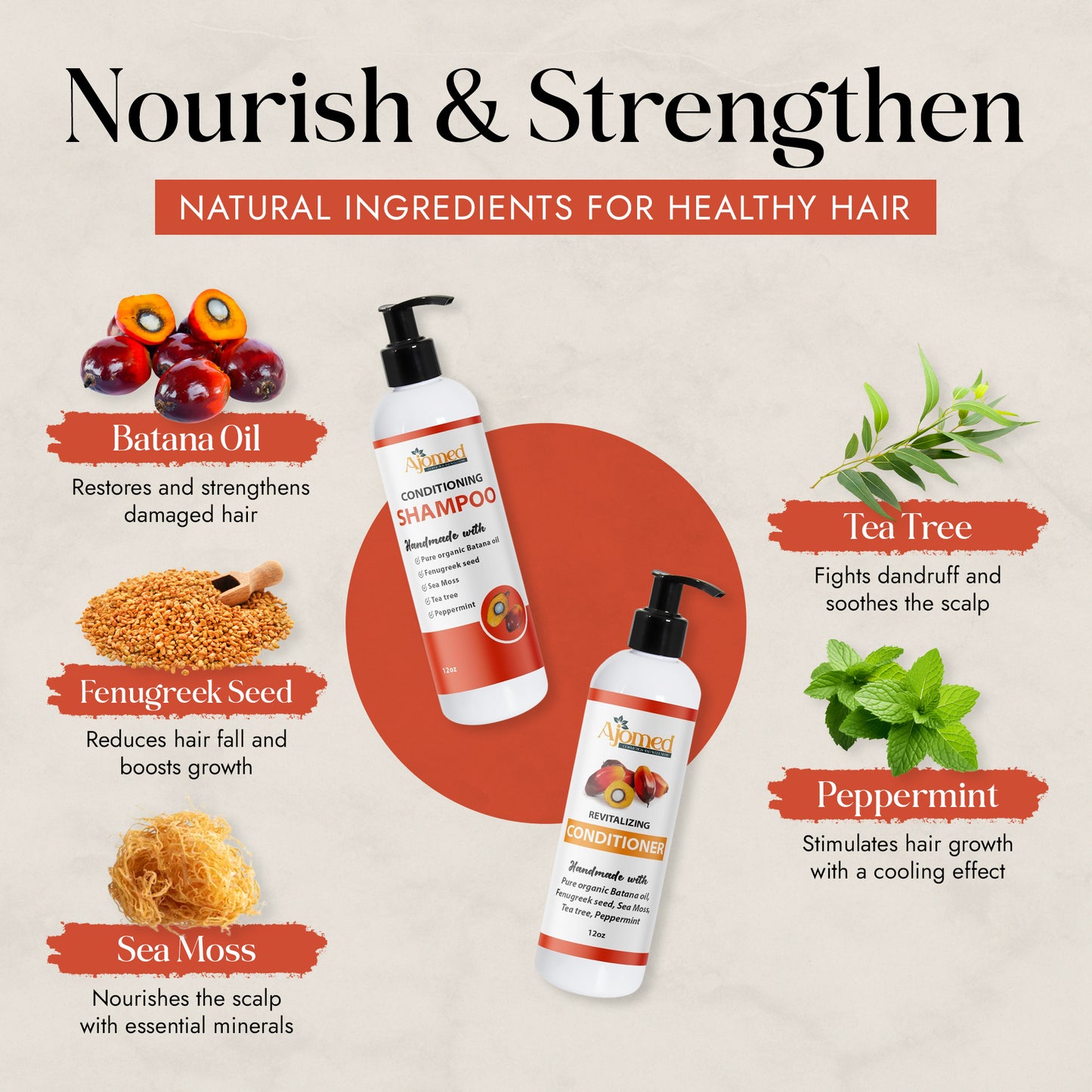 Batana oil Shampoo and Conditioner Set- made with fenugreek seed for hair growth