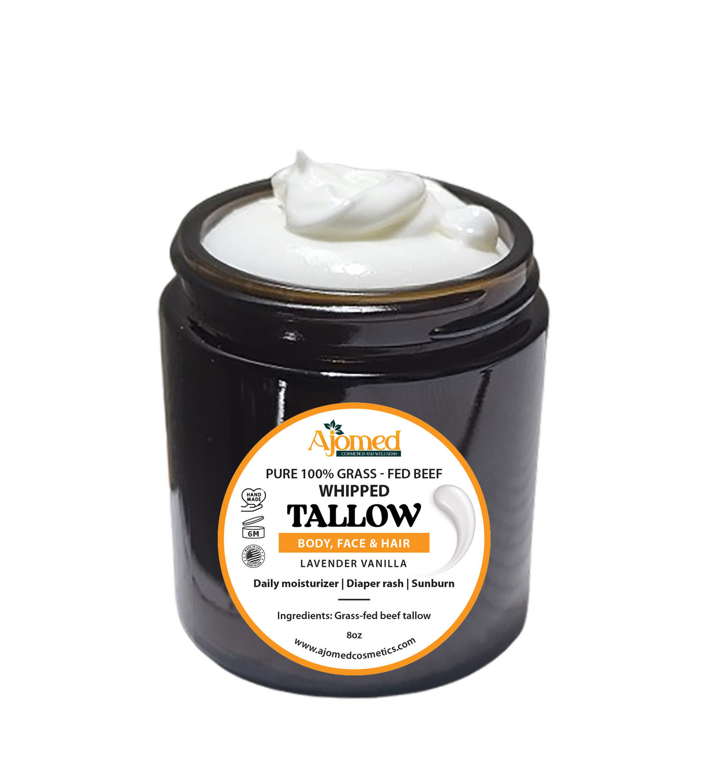 Handmade Whipped Tallow Cream - Pure organic Grass-Fed beef tallow face and body cream