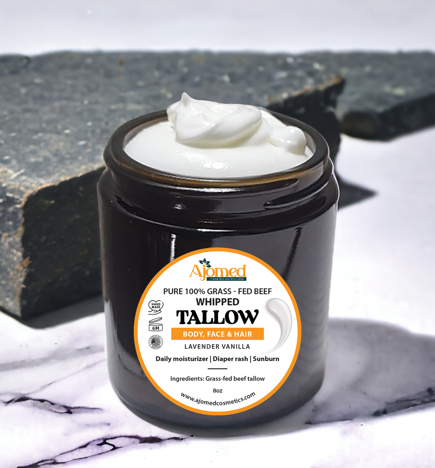 Handmade Whipped Tallow Cream - Pure organic Grass-Fed beef tallow face and body cream