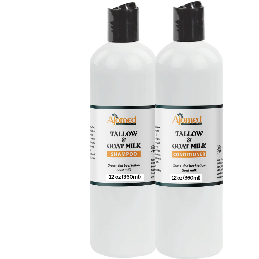 Beef Tallow & Goat Milk Sea Moss Hair Shampoo and Conditioner Set - handmade for Hair Loss