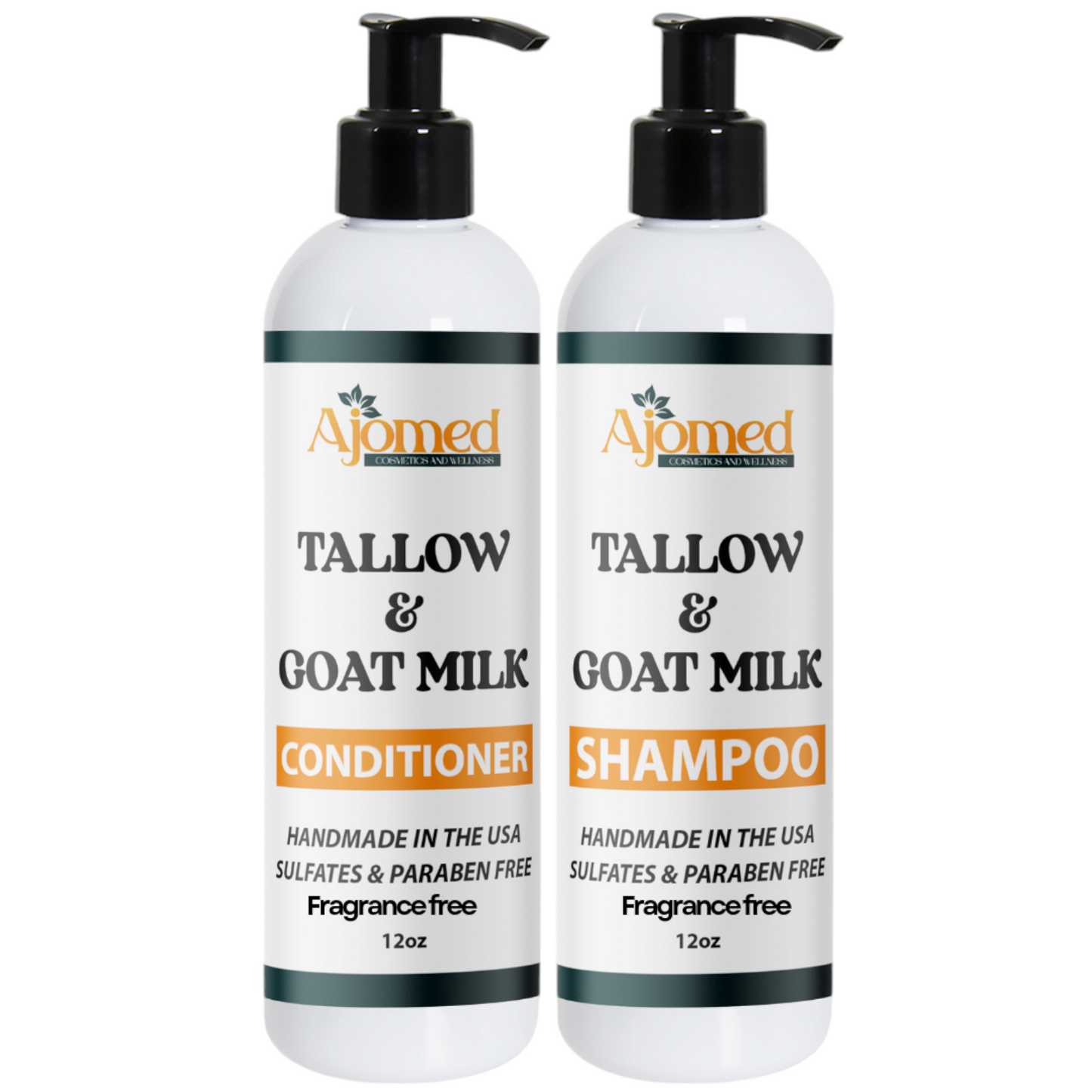 Tallow & Goat Milk shampoo & conditioner set -Hair growth fragrance free handmade
