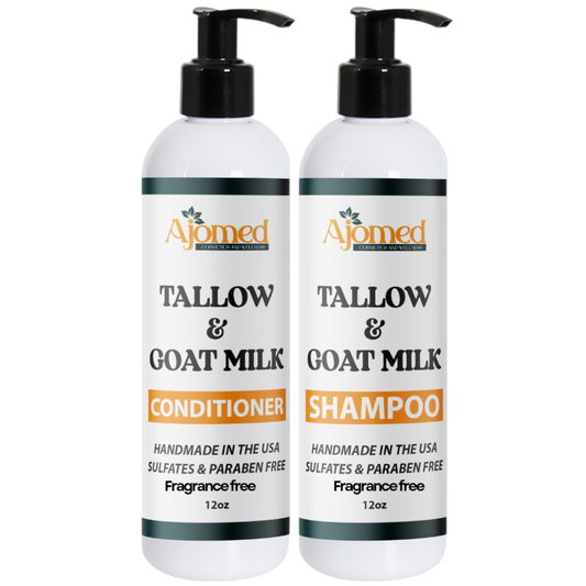 Tallow & Goat Milk shampoo & conditioner set -Hair growth fragrance free handmade