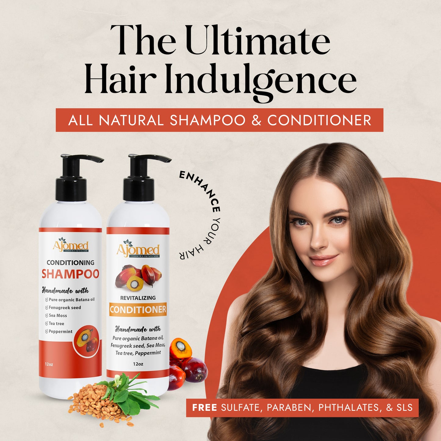 Handmade Hair shampoo and Conditioner Set- organic Batana oil & Sea Moss- Sulfate-Free