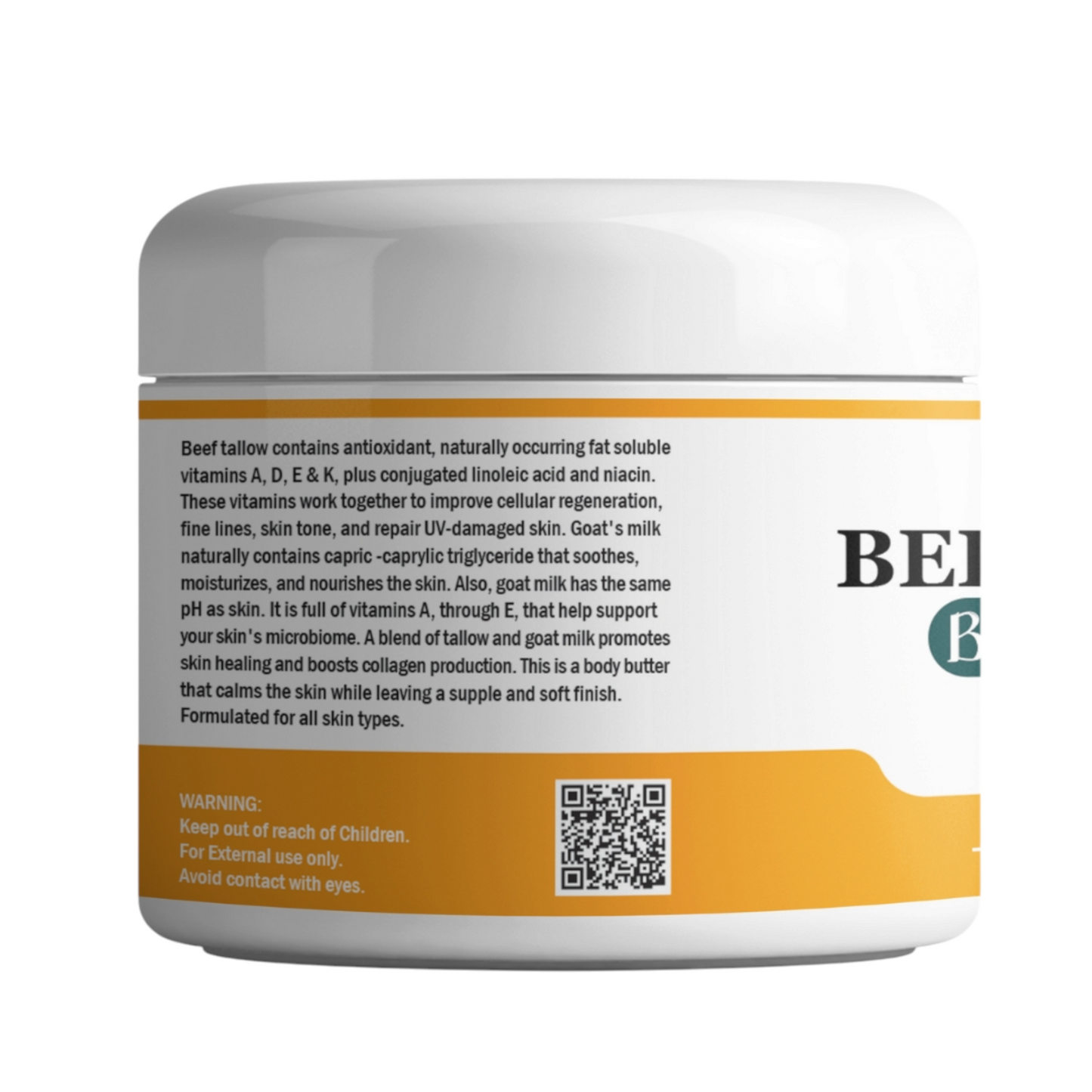 Tallow Skin Moisturizer body butter with goat milk, dry skin, Eczema Soothing Cream