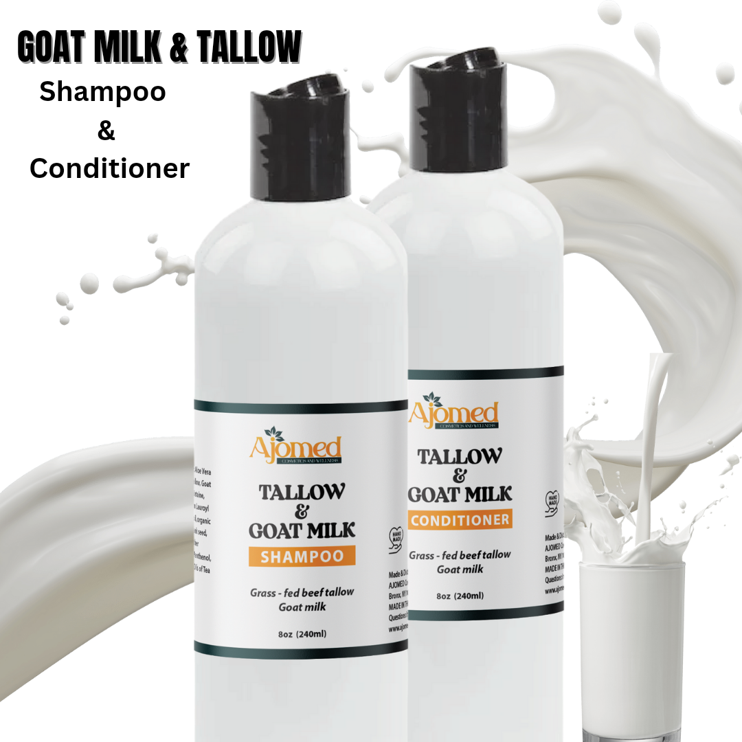 Beef Tallow & Goat Milk Sea Moss Hair Shampoo and Conditioner Set - handmade Shampoo for Hair Regrowth, Hair Loss Thinning Relief, Hair Volume Root Enhancer, Strength Thickening Care