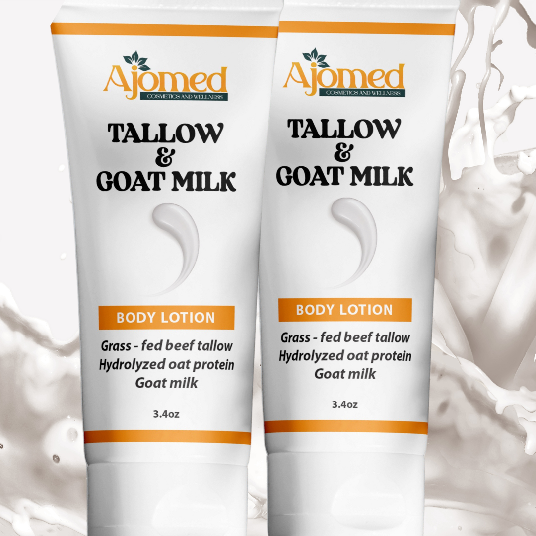 Grass Fed Beef Tallow & Goat Milk Body Lotion - Deep Nourishing and Hydration. Fragrance free, Unscented Handmade organic tallow body lotion