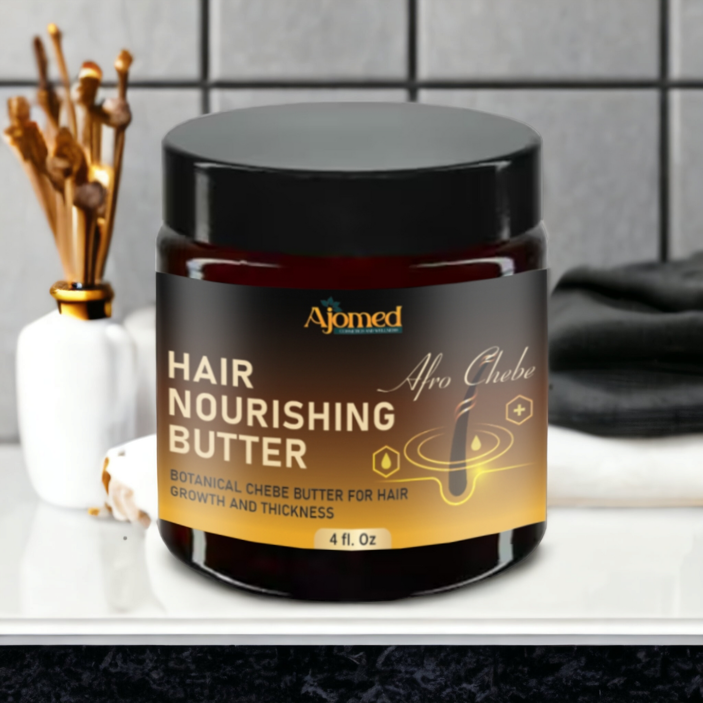 Afro Chebe Hair Growth Butter - Deep Moisturizing & Promote Hair Growth, Natural Chebe Butter, Deter Hair Breakage, Chebe Hair Butter – Hair Deep Conditioning - 4 Fl. Oz
