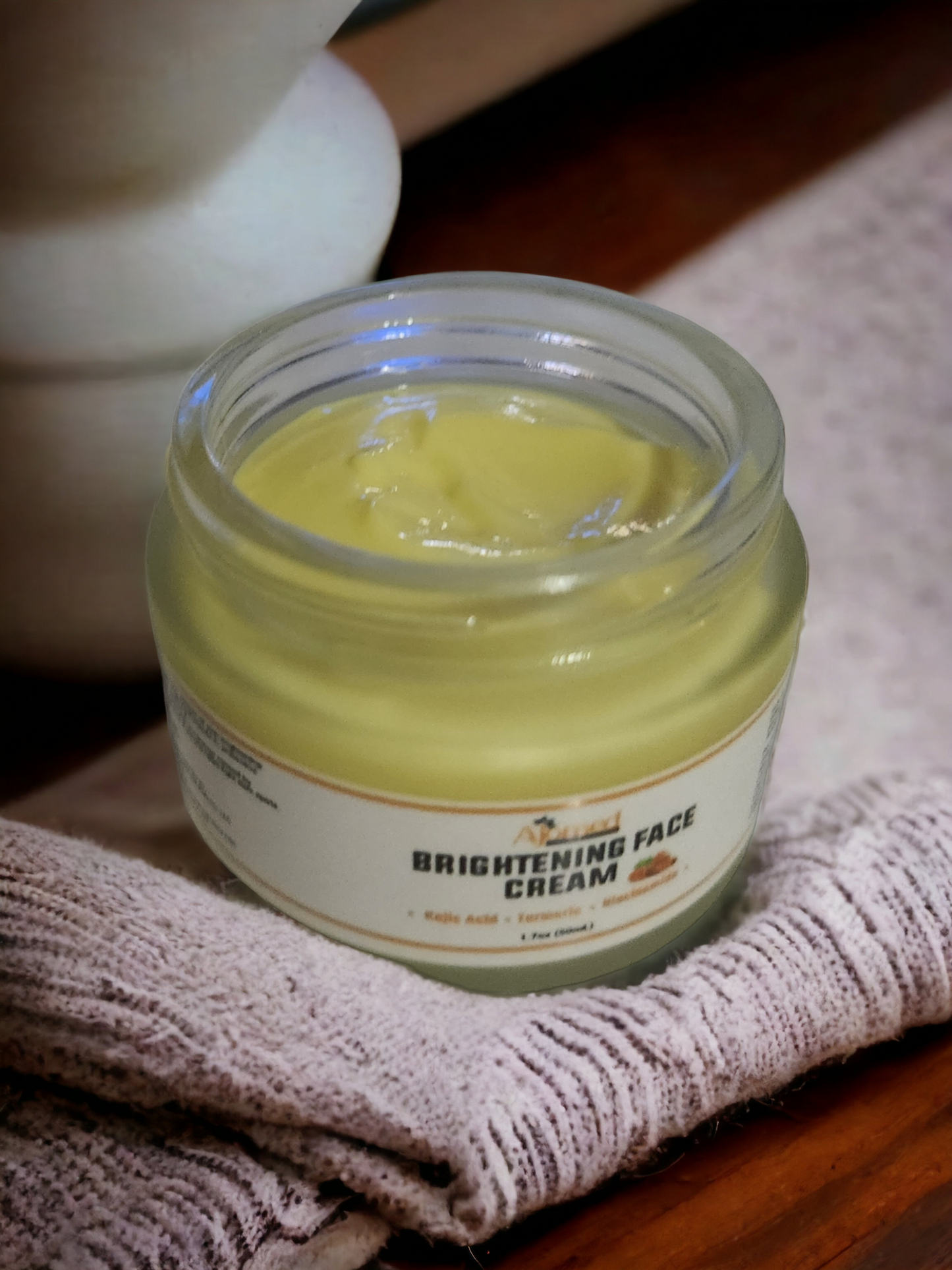 Kojic Acid & Turmeric Brightening Neck Face Cream with Alpha Arbutin, Niacinamide and Papaya. Handmade Face cream