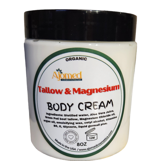 Beef Tallow & Magnesium Body Cream - Organic non greasy tallow balm Body Butter, Full Body Hydration, For Cracked, Dry, Itchy skin