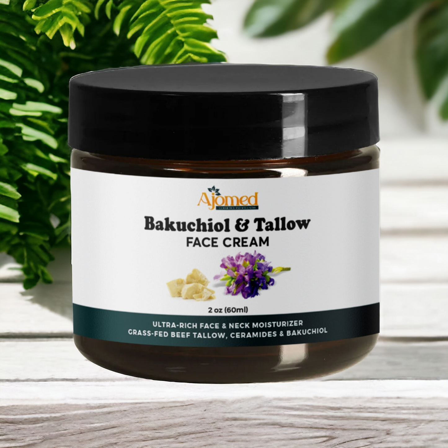 Beef tallow face cream with 2% Bakuchiol oil face moisturizer- Handmade natural retinol 2oz