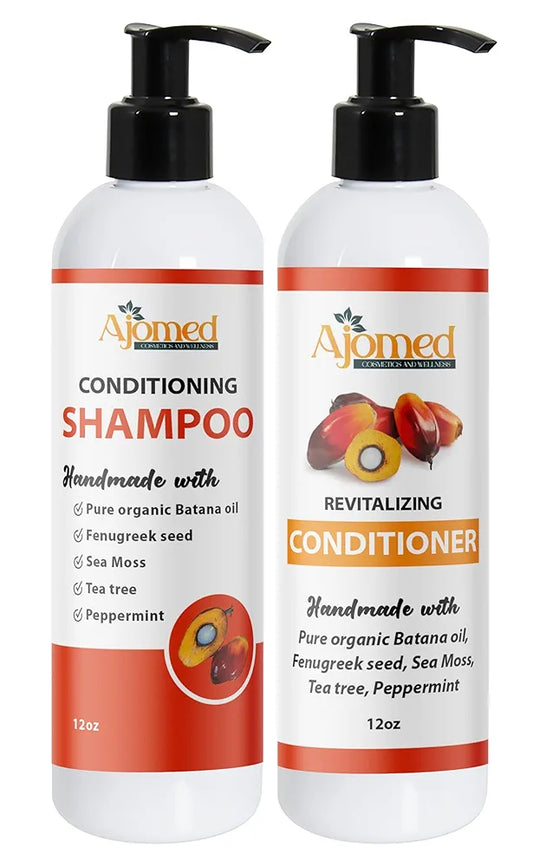 Handmade Hair shampoo and Conditioner Set- organic Batana oil & Sea Moss- Sulfate-Free