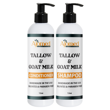 Beef Tallow & Goat Milk shampoo & conditioner set - fragrance free handmade Shampoo for Damaged Hair, Hair growth, Hair Loss