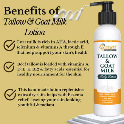 Grass Fed Beef Tallow & Goat Milk Lotion- Handmade organic tallow body lotion