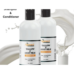 Beef Tallow & Goat Milk Sea Moss Hair Shampoo and Conditioner Set - handmade Shampoo for Hair Regrowth, Hair Loss Thinning Relief, Hair Volume Root Enhancer, Strength Thickening Care